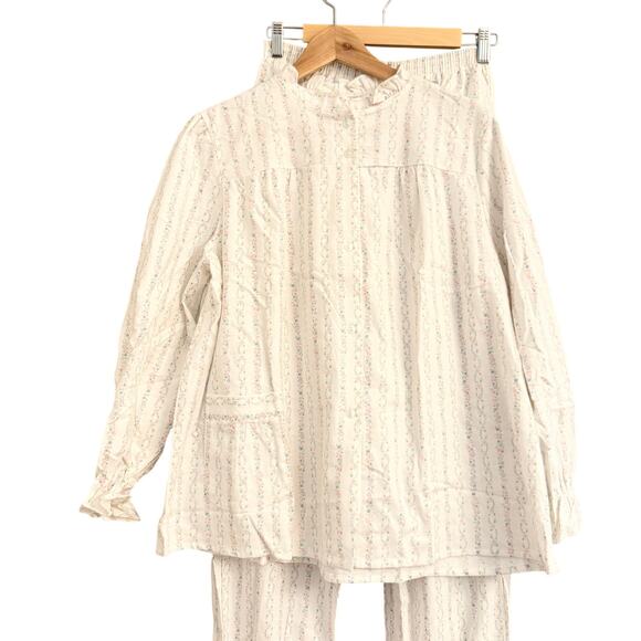 Vintage Sears Floral Flannel Pajamas Set w/ Footed Pants Women's Sz 40/Large - Picture 1 of 16